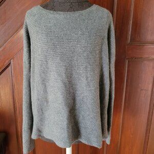 Lord & Taylor Womens Gray Cashmere Ribbed Knit Sweater L